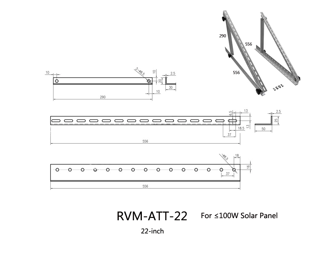 Adjustable Tilt Solar Mounting bracket for RVS ,Boats and Tailers
